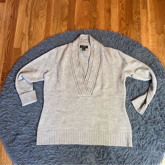 Eddie Bauer Sweaters - Eddie Bauer Gray Merino Wool V-Neck Sweater Size XXL